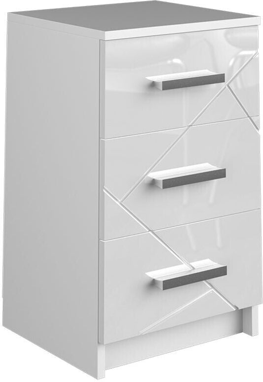 Vicco Irma bedside table, white high gloss, 37.6 x 66 cm