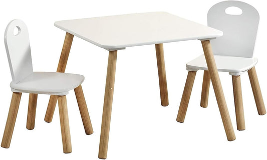 Kesper | Kinder-Sitzgarnitur mit Tisch und 2 Stühlen | Material: Faserplatte - Holz | robust und standfest | Farbe: Weiß