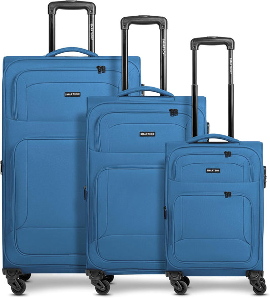 SMARTBOX Weichgepäck Koffer-Set 3-teilig für Damen & Herren | leichte & stabile Reise-Trolleys, hochwertiges Softcase, 4 Rollen & Zahlenschloss |erweiterbar mit Dehnfalten (Edition 04)