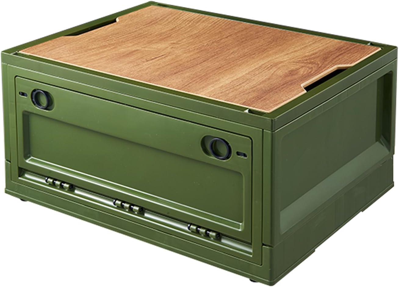RMAN Set of 2 storage boxes with lids, 38L camping box with 4 wheels, camping cupboard, foldable trunk organiser, camping accessories for outdoor travel, camping, family - green