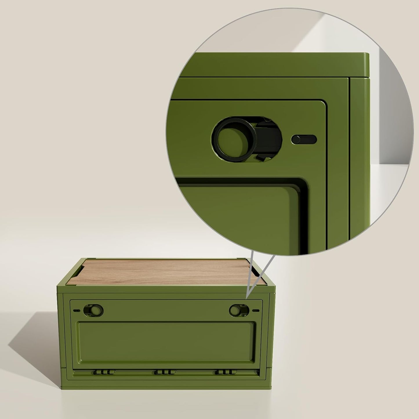 RMAN Set of 2 storage boxes with lids, 38L camping box with 4 wheels, camping cupboard, foldable trunk organiser, camping accessories for outdoor travel, camping, family - green