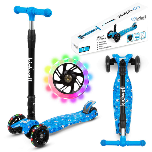 Kinderroller, Dreiradscooter, Tretroller, Dreirad-Balance-Roller, Cityroller, VENTO, ABEC-7-Lager, 3-stufige Lenkradverstellung, LED-Räder, Blau