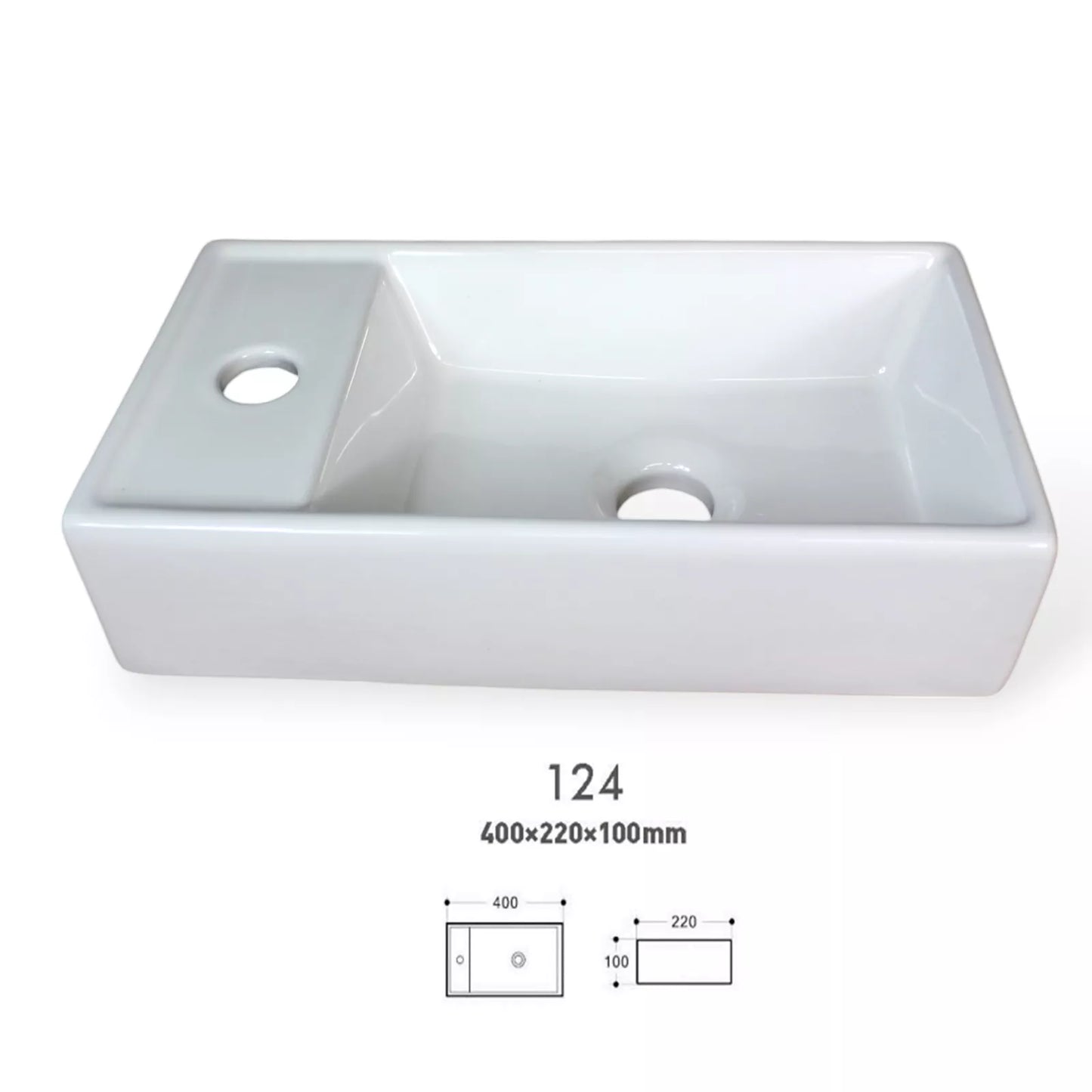 Ceramic washbasin, countertop washbasin, hand basin, VCM, 22 cm, white