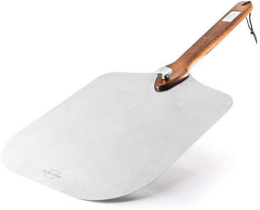 SILBERTHAL Pizzaschieber Edelstahl 30cm - Griff aus Akazienholz - Pizzaschaufel - Spülmaschinenfest - Robuste Pizzapfanne