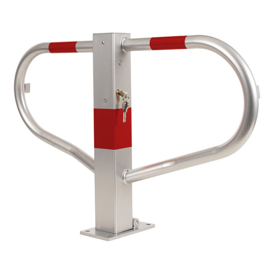 STIER parking barrier, foldable with cylinder lock, galvanized steel