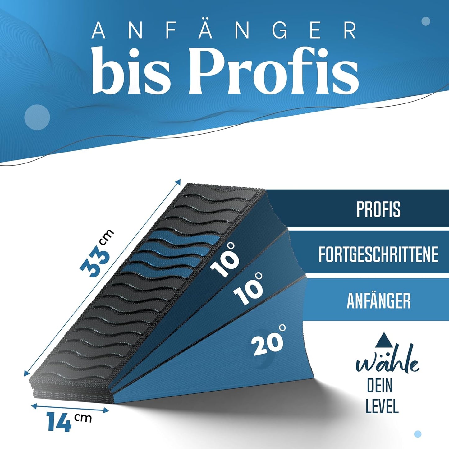 FITCELLENCE® Wadendehner 4er Set, inkl. Massagerolle & Tragetasche aus PET Flaschen, Kniekeil, Wadenstrecker zum Dehnen, Wadendehner Keil mit Übungen, Mobilisationskeil