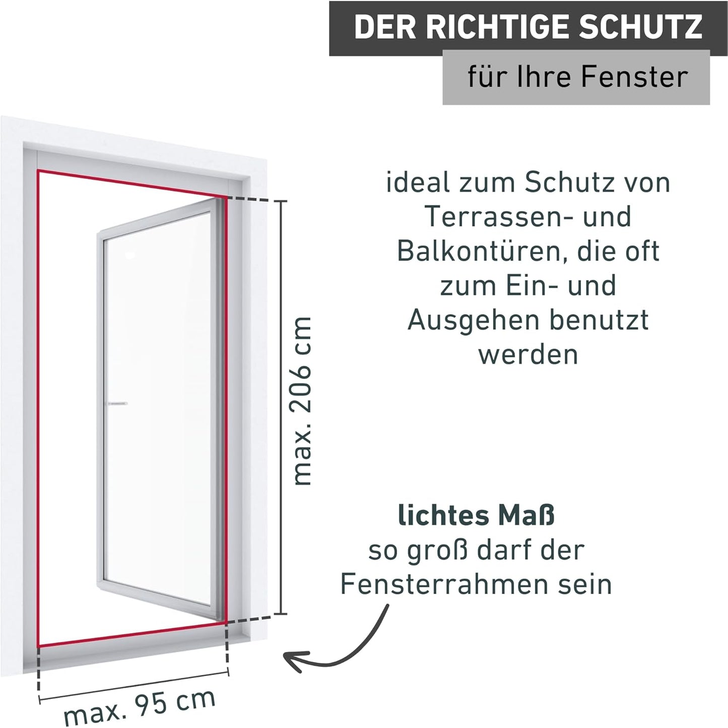 Windhager Insektenschutz Pendeltür EXPERT, Insektenschutzschwingtür, Fliegengitterdrehtür, Insektenschutz Spannrahmen-Tür, 100 x 210cm, weiß,
